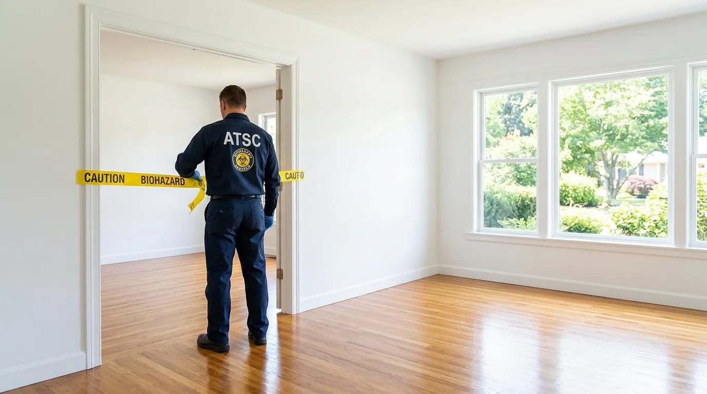 Certified biohazard cleanup crew performing Trauma Scene Cleanup in Grafton